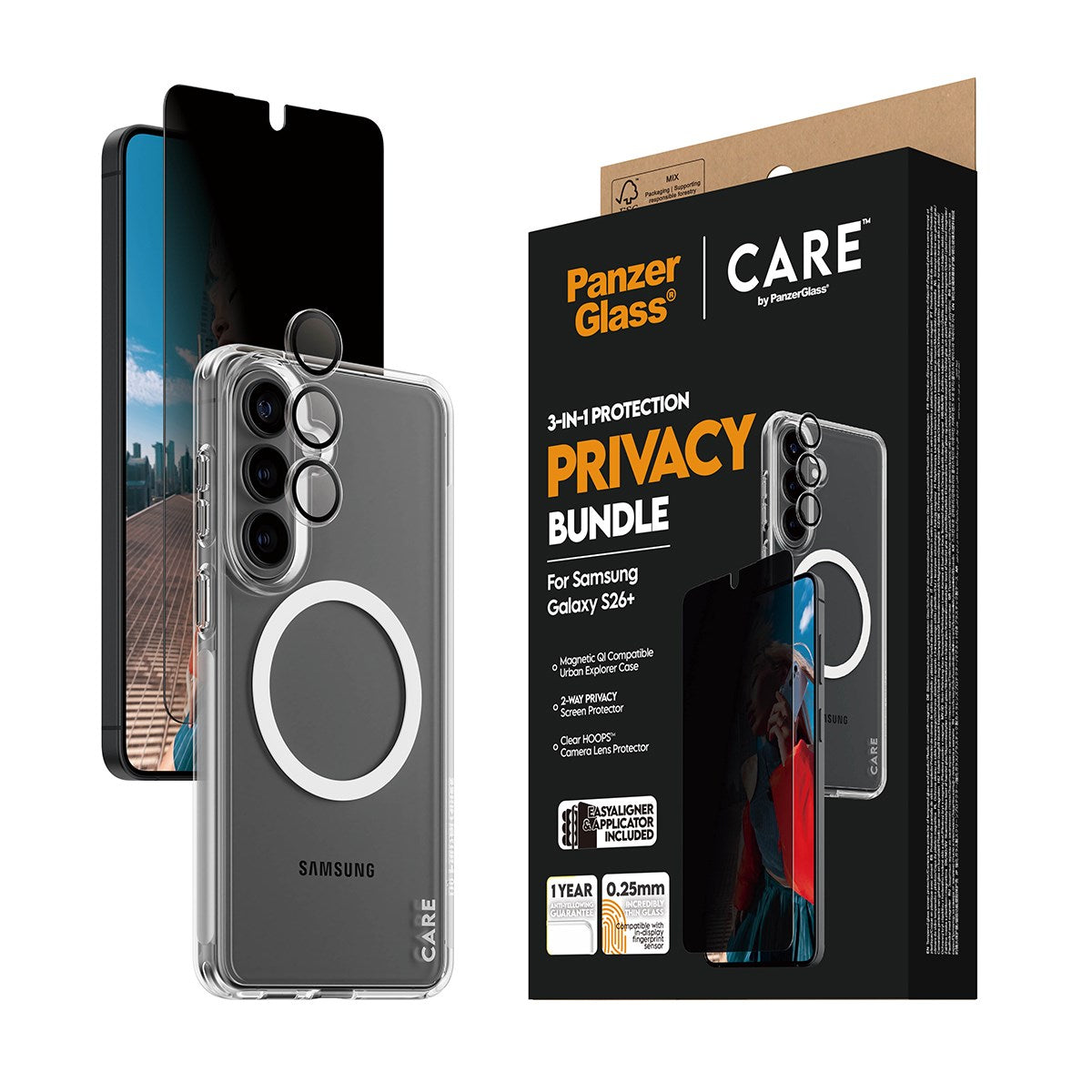 PanzerGlass® | CARE™ by PanzerGlass® Privacy 3-in-1 Bundle Samsung Galaxy S26+